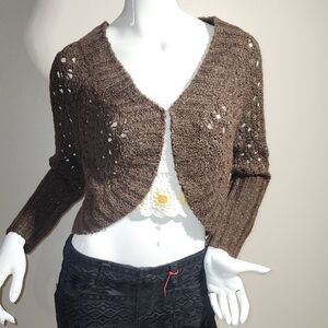 Mixit Brown Open-Front Cardigan